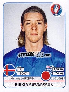 Sticker Birkir Sævarsson - UEFA Euro France 2016 - Panini