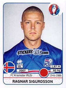 Sticker Ragnar Sigurdsson - UEFA Euro France 2016 n. 612 - Panini