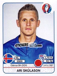 Sticker Ari Skúlason - UEFA Euro France 2016 n. 614 - Panini