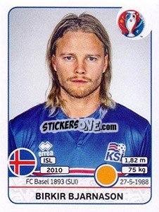 Sticker Birkir Bjarnason - UEFA Euro France 2016 - Panini