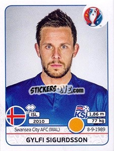 Sticker Gylfi Sigurdsson - UEFA Euro France 2016 - Panini