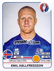 Sticker Emil Hallfredsson - UEFA Euro France 2016 n. 618 - Panini