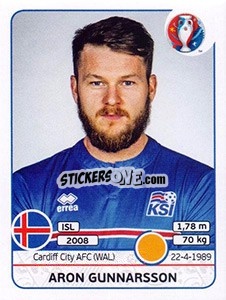 Sticker Aron Gunnarsson - UEFA Euro France 2016 n. 619 - Panini