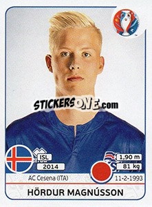Sticker Hördur Magnússon - UEFA Euro France 2016 n. 620x - Panini