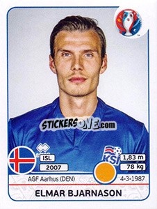 Sticker Elmar Bjarnason - UEFA Euro France 2016 n. 621 - Panini