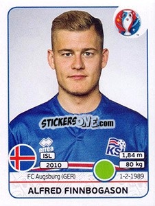 Sticker Alfred Finnbogason - UEFA Euro France 2016 n. 626 - Panini