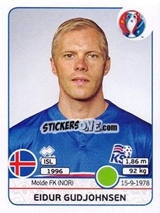 Sticker Eidur Gudjohnsen - UEFA Euro France 2016 - Panini