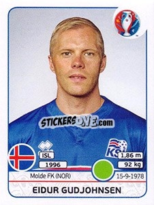 Sticker Eidur Gudjohnsen - UEFA Euro France 2016 n. 628 - Panini