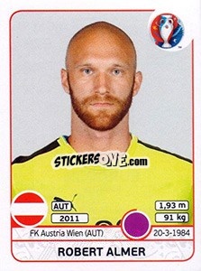 Sticker Robert Almer - UEFA Euro France 2016 n. 629 - Panini