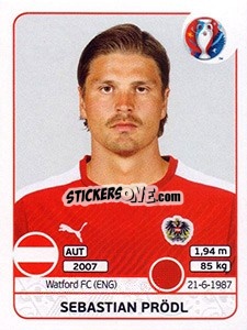 Sticker Sebastian Prödl - UEFA Euro France 2016 n. 632 - Panini