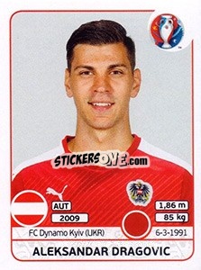 Sticker Aleksandar Dragovic - UEFA Euro France 2016 - Panini