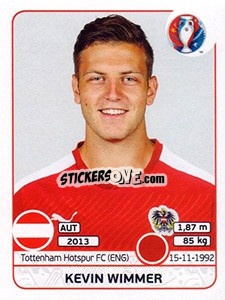 Sticker Kevin Wimmer - UEFA Euro France 2016 n. 635 - Panini