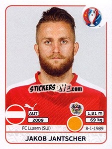 Sticker Jakob Jantscher - UEFA Euro France 2016 n. 640 - Panini