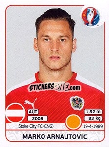 Sticker Marko Arnautovic - UEFA Euro France 2016 n. 643 - Panini
