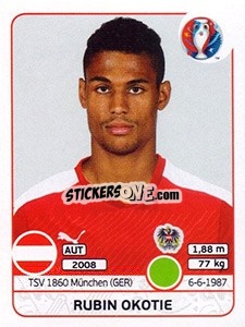 Sticker Rubin Okotie - UEFA Euro France 2016 n. 646 - Panini
