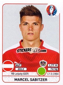 Sticker Marcel Sabitzer - UEFA Euro France 2016 n. 647 - Panini
