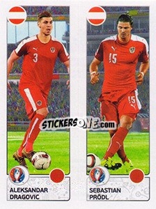 Sticker Aleksandar Dragovic / Sebastian Prödl - UEFA Euro France 2016 - Panini