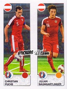 Sticker Christian Fuchs / Julian Baumgartlinger - UEFA Euro France 2016 - Panini