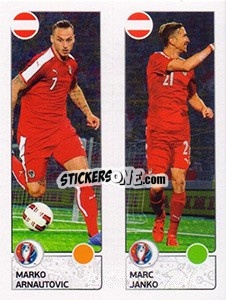 Sticker Marko Arnautovic / Marc Janko - UEFA Euro France 2016 n. 654 - Panini