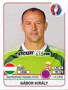 Sticker Gábor Király - UEFA Euro France 2016 n. 661 - Panini