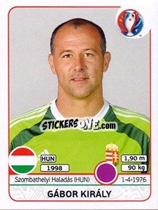 Cromo Gábor Király - UEFA Euro France 2016 - Panini