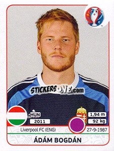 Sticker Ádám Bogdán - UEFA Euro France 2016 n. 662 - Panini