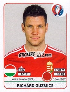 Sticker Richárd Guzmics - UEFA Euro France 2016 n. 665 - Panini