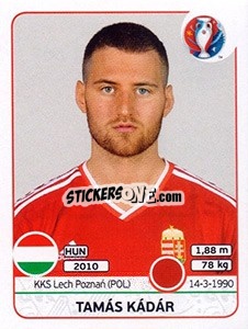 Sticker Tamás Kádár - UEFA Euro France 2016 n. 667 - Panini