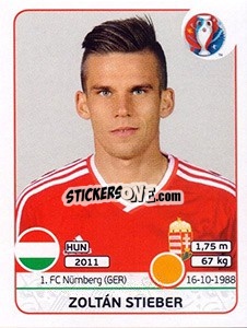 Cromo Zoltán Stieber - UEFA Euro France 2016 n. 672 - Panini