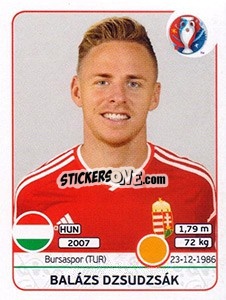 Sticker Balázs Dzsudzsák - UEFA Euro France 2016 n. 673 - Panini