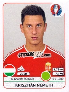 Sticker Krisztián Németh - UEFA Euro France 2016 n. 676 - Panini