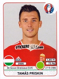 Sticker Tamás Priskin - UEFA Euro France 2016 - Panini
