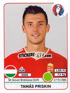 Sticker Tamás Priskin - UEFA Euro France 2016 n. 679 - Panini