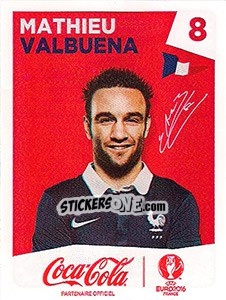 Sticker Mathieu Valbuena - UEFA Euro France 2016 n. FR-8 - Panini