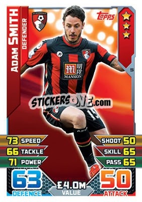 Sticker Adam Smith - English Premier League 2015-2016. Match Attax Extra n. U1 - Topps