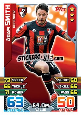 Sticker Adam Smith - English Premier League 2015-2016. Match Attax Extra - Topps