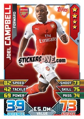 Cromo Joel Campbell - English Premier League 2015-2016. Match Attax Extra - Topps