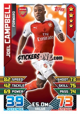 Sticker Joel Campbell - English Premier League 2015-2016. Match Attax Extra n. U8 - Topps