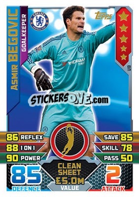 Sticker Asmir Begovic - English Premier League 2015-2016. Match Attax Extra n. U13 - Topps