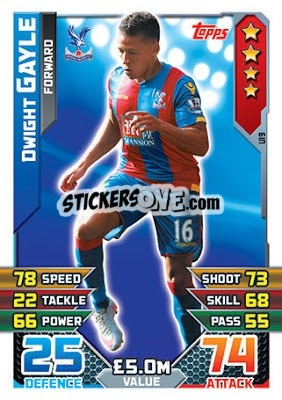 Sticker Dwight Gayle - English Premier League 2015-2016. Match Attax Extra n. U19 - Topps