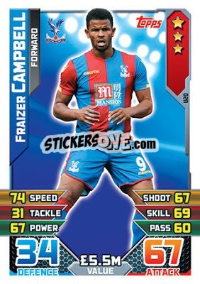 Sticker Fraizer Campbell - English Premier League 2015-2016. Match Attax Extra n. U20 - Topps