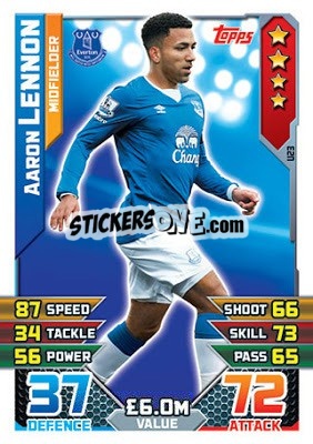 Cromo Aaron Lennon - English Premier League 2015-2016. Match Attax Extra - Topps