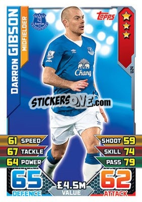 Sticker Darron Gibson - English Premier League 2015-2016. Match Attax Extra n. U24 - Topps
