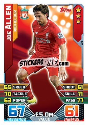 Sticker Joe Allen - English Premier League 2015-2016. Match Attax Extra n. U29 - Topps