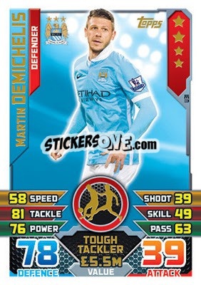 Sticker Martin Demichelis - English Premier League 2015-2016. Match Attax Extra n. U31 - Topps