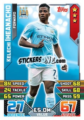 Sticker Kelechi Iheanacho - English Premier League 2015-2016. Match Attax Extra n. U34 - Topps