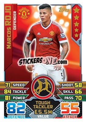 Sticker Marcos Rojo - English Premier League 2015-2016. Match Attax Extra n. U35 - Topps