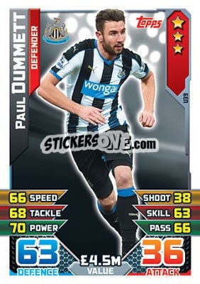 Sticker Paul Dummett - English Premier League 2015-2016. Match Attax Extra - Topps