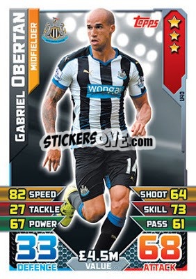 Sticker Gabriel Obertan - English Premier League 2015-2016. Match Attax Extra n. U40 - Topps