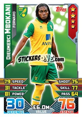 Sticker Dieumerci Mbokani - English Premier League 2015-2016. Match Attax Extra - Topps